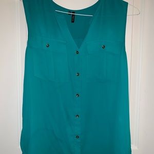 Blue button down tank